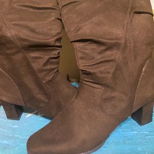 Women’s Brown Slouched Calf-Hi Boots
